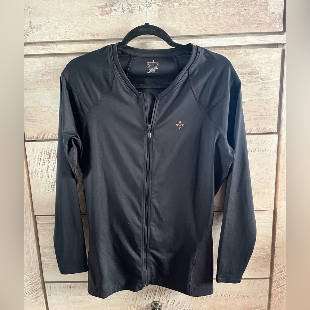 Tommie Copper Support Compression Black Zip-Up Jacket Shirt Large